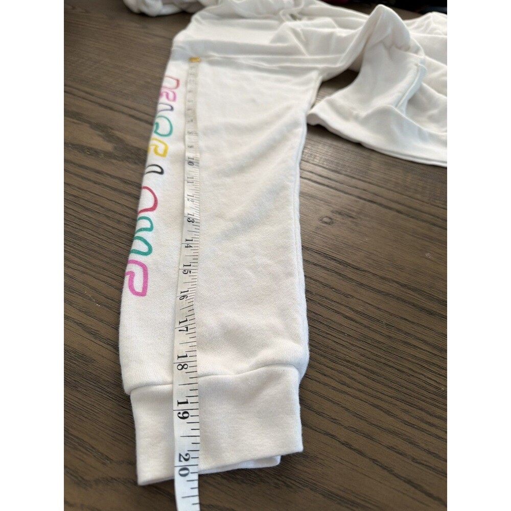 Lauren Moshi Women White Cotton Hoodie Skull Peace Love Graphic Zip Size Large - Picture 10 of 10